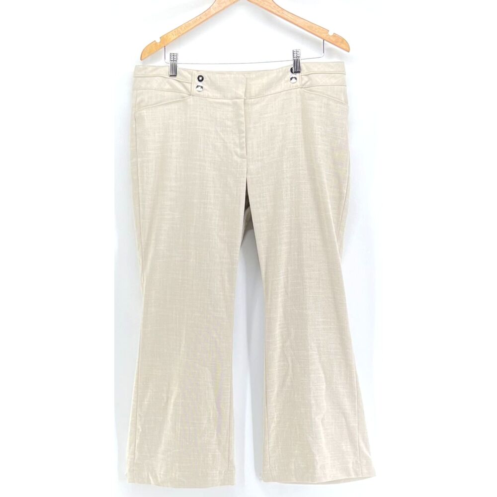 White House Black Market Legacy Modern Bootcut Pants Womens 14S Khaki Textured